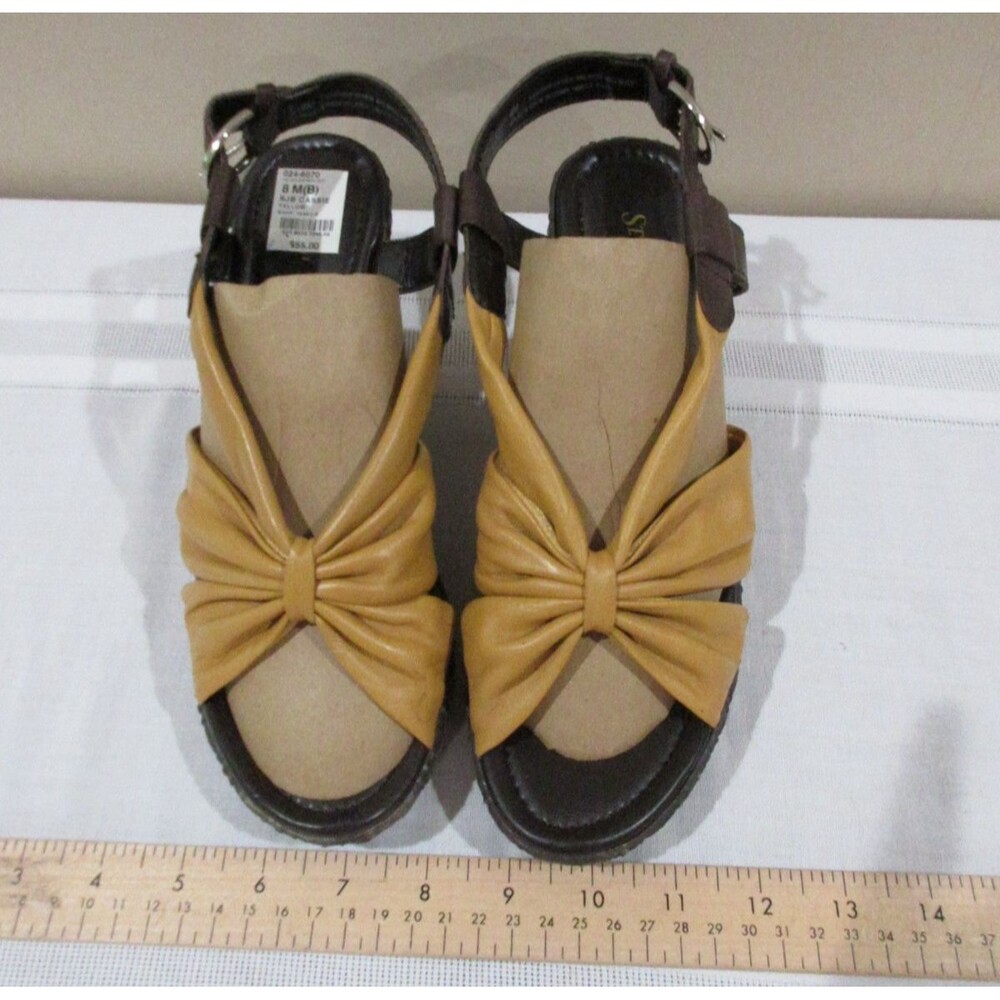 NEW St. John's Bay Cassie Wedge Sandal Women 8M Yellow 3 1/2 Heel MSRP 55.00